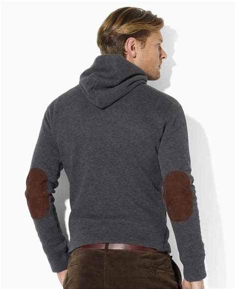 men's hoodie with elbow patches.